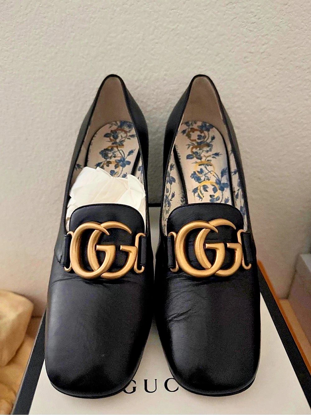Gucci GG Marmont Block Heel Pump Black